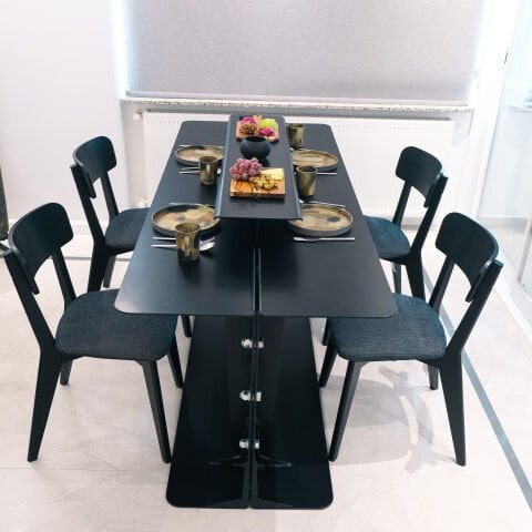 XWORKS Modern 6 Kişilik Metal Yemek Masası (GLX0006)