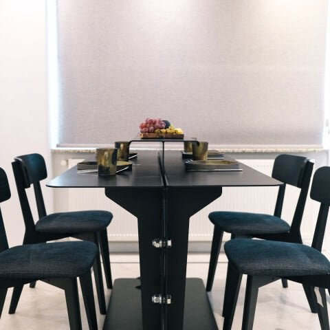 XWORKS Modern 6 Kişilik Metal Yemek Masası (GLX0006)