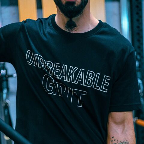 XWORKS Unbreakable Grit Oversize Tişört Siyah - Barbell Edition (TSX0003)