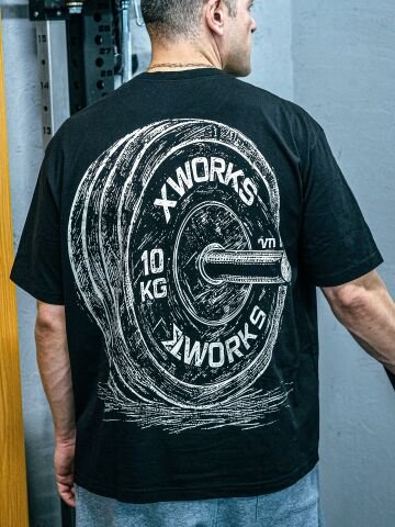 XWORKS Unbreakable Grit Oversize Tişört Siyah - Barbell Edition (TSX0003)