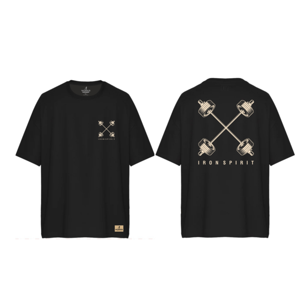 XWORKS Iron Spirit Oversize Tişört Siyah - Cross Barbell Edition (TSX0005)