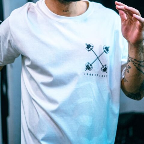 XWORKS Iron Spirit Oversize Tişört Ekru - Cross Barbell Edition (TSX0006)