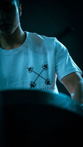 XWORKS Iron Spirit Oversize Tişört Ekru - Cross Barbell Edition (TSX0006)