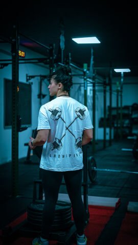 XWORKS Iron Spirit Oversize Tişört Ekru - Cross Barbell Edition (TSX0006)