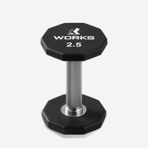 XWORKS Premium Dumbbell – 10 Köşeli TPU Kaplamalı Dambıl (Tek) (XW3200000) 2.5KG (TEK)