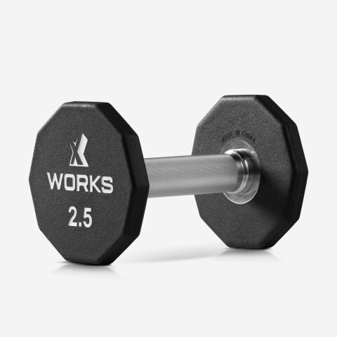 XWORKS Premium Dumbbell – 10 Köşeli TPU Kaplamalı Dambıl (Tek) (XW3200000) 2.5KG (TEK)